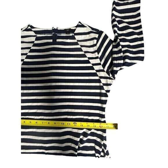 J. Crew 365 Women's Navy Blue White Stripe Long Sleeve Fit & Flare Knit Dress L - Picture 4 of 7